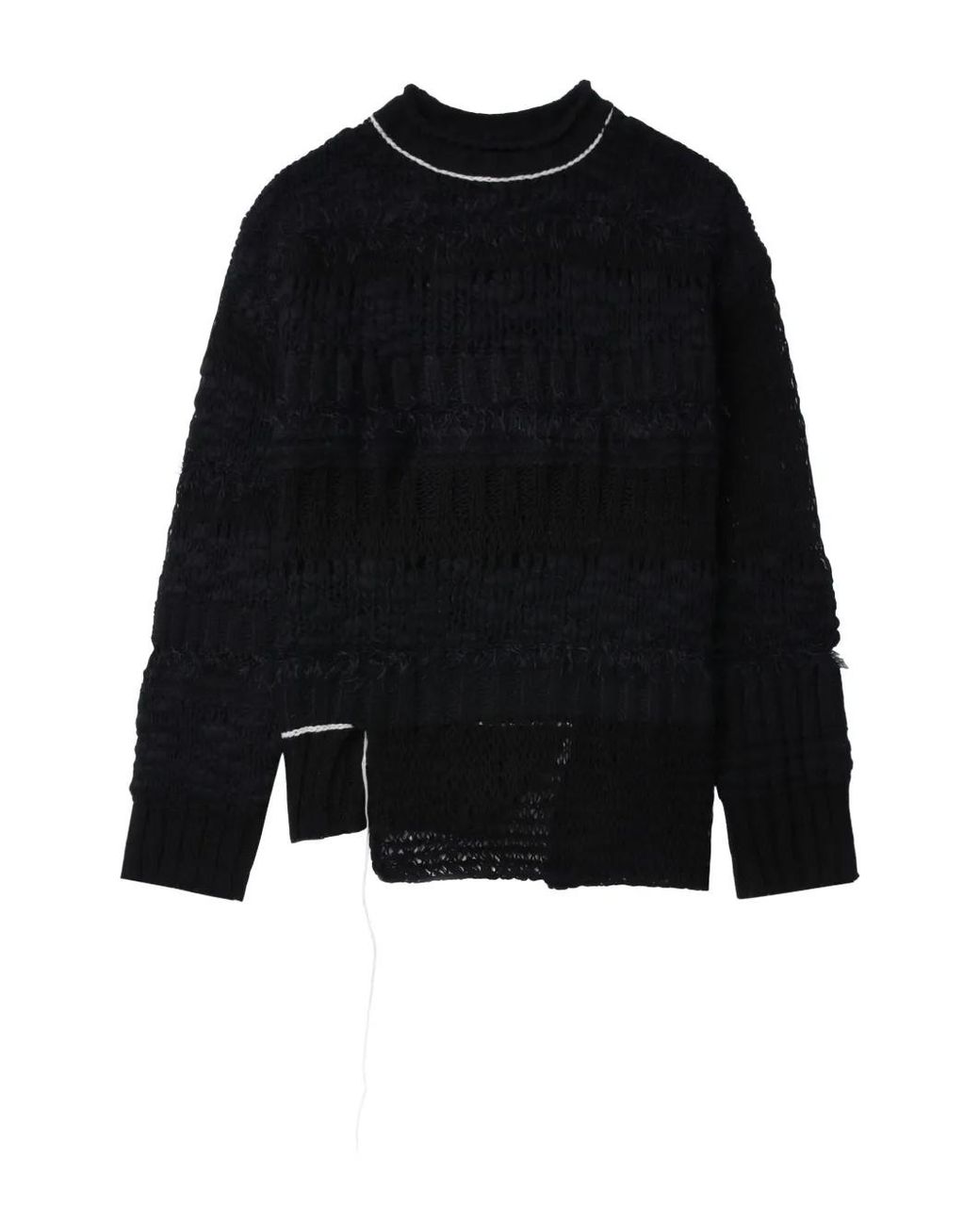 Y's Yohji Yamamoto Black Contrast-Stitching Jumper