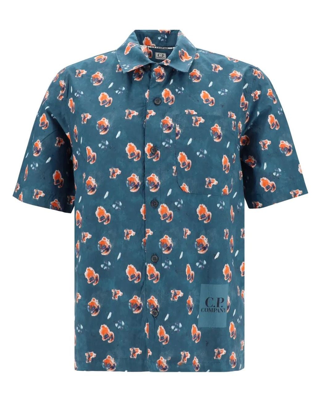 C P Company Blue Sponged Poplin Shirt for men
