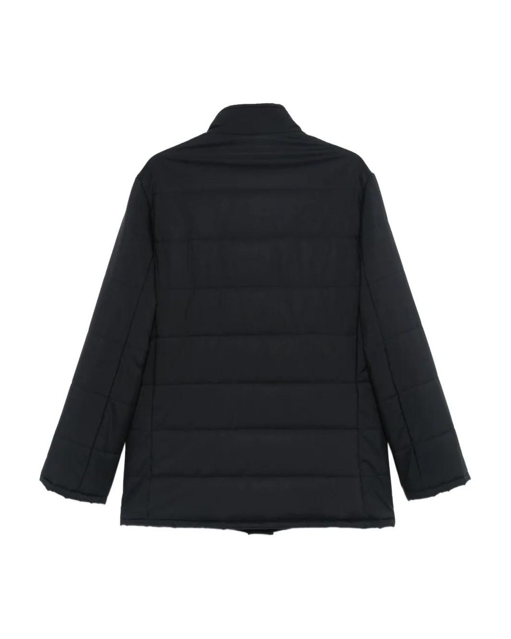 Barba Napoli Black Button Quilted Coat for men