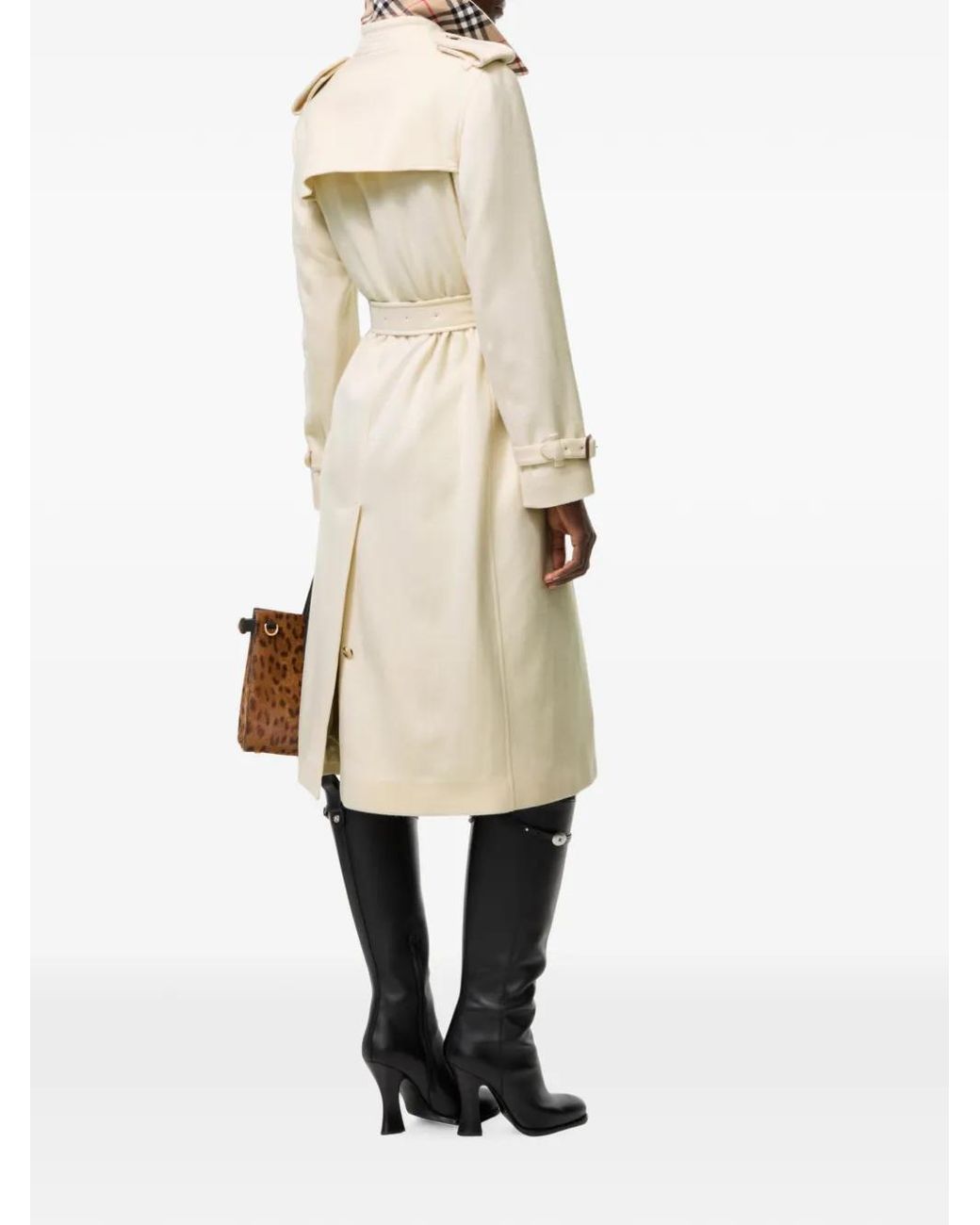 Burberry White Long Cashmere Kensington Trench Coat