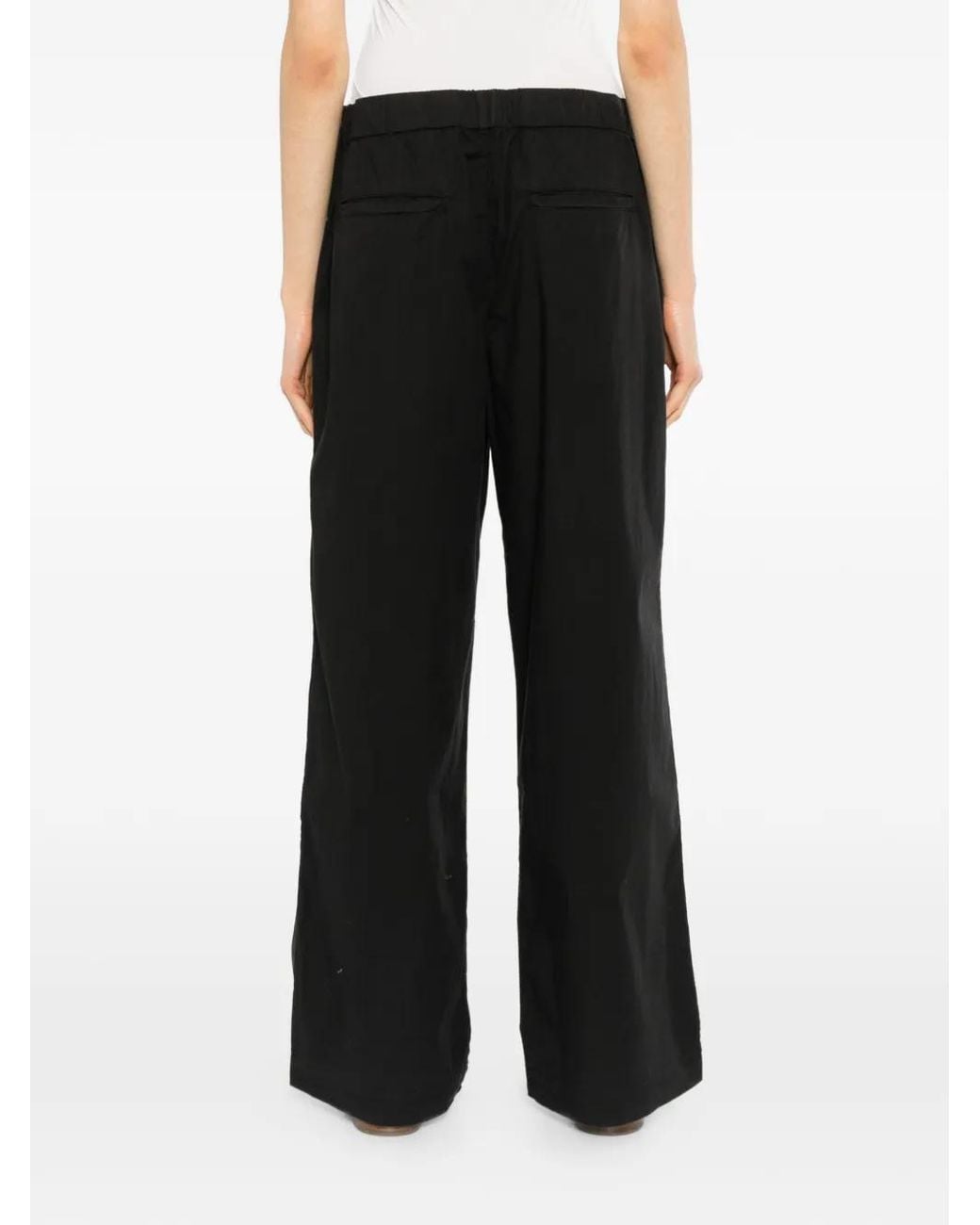 James Perse Black Stretch-Poplin Drawcord Trousers