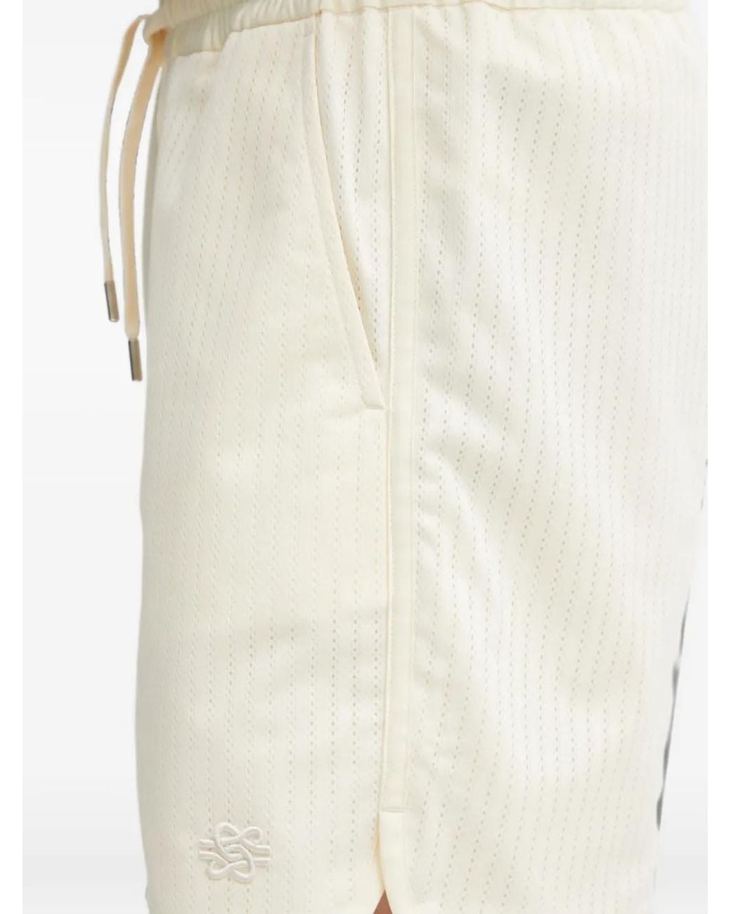 Filling Pieces White Resort Mesh-Knit Logo-Embroidered Shorts for men