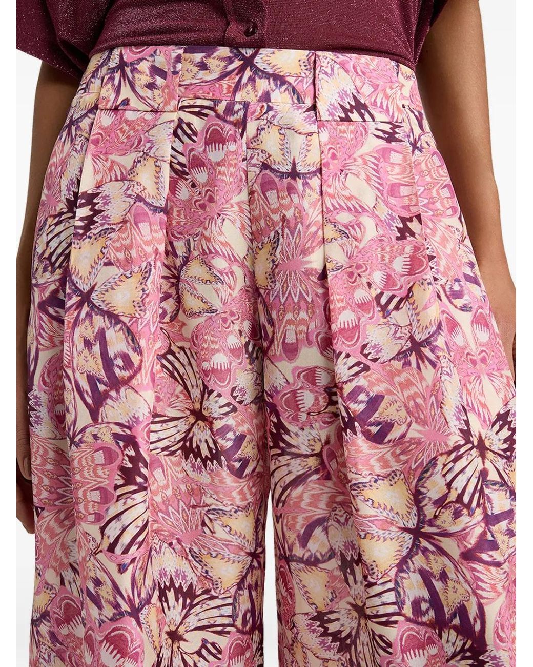 Momoní Pink Printed Pleated Palazzo Pants