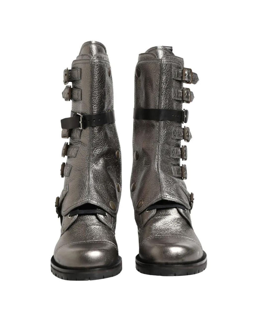 Dolce & Gabbana Gray Buckle-Fastening Combat Boots for men