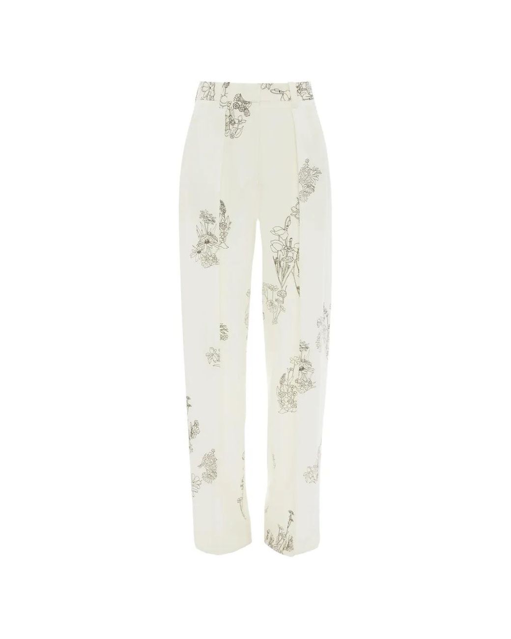 Victoria Beckham White Wide-Leg Floral Trousers