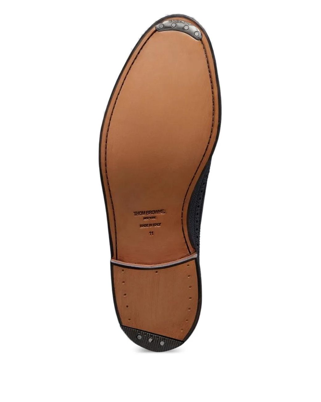 Thom Browne Black Pebble Lucido Leather Sole Longwing Brogues for men