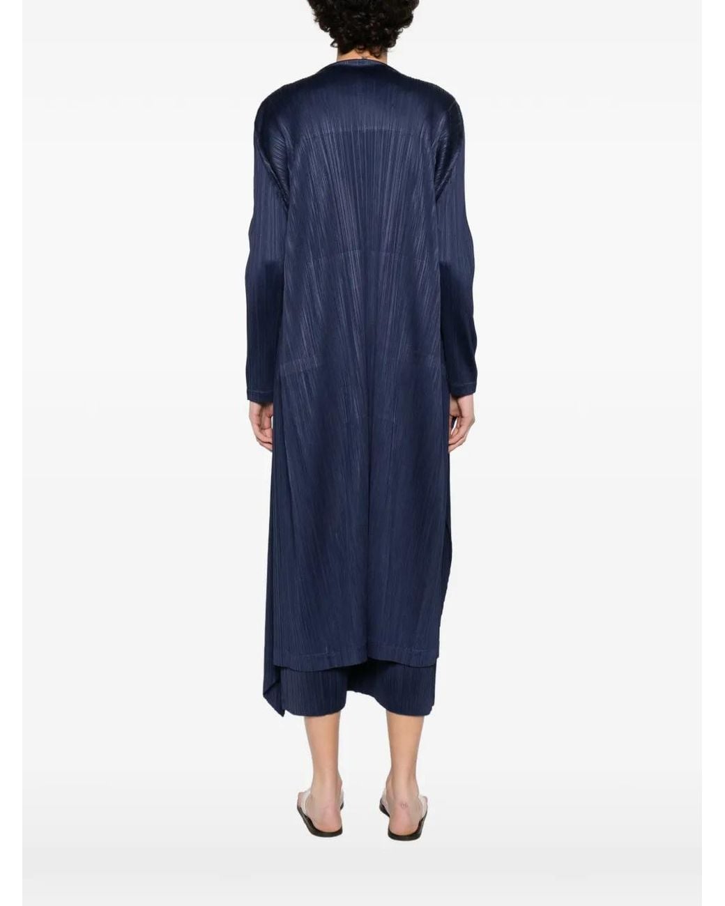 Manteau Ceinturé À Design Plissé Pleats Please Issey Miyake en coloris Blue