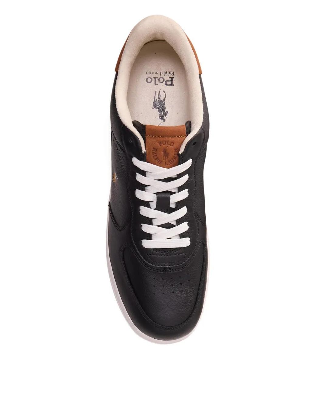 Polo Ralph Lauren Black Logo-Detail Leather Sneakers for men