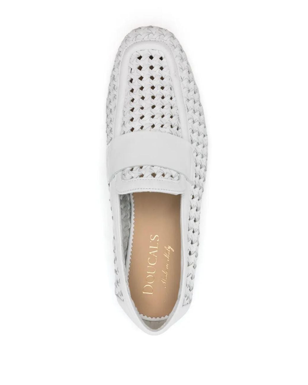 Doucal's White Interwoven Leather Loafers