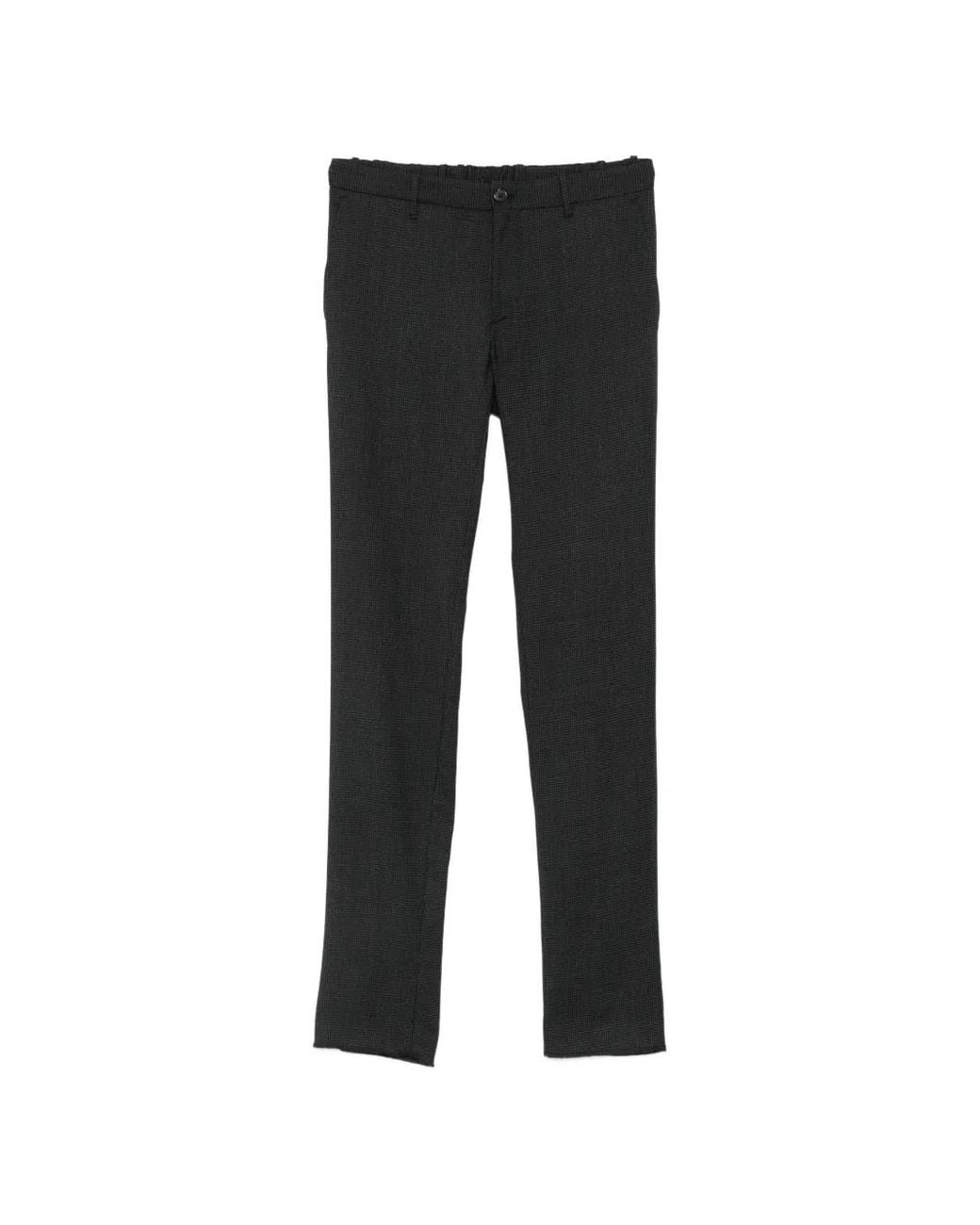 Incotex Black Houndstooth-Pattern Tailored Trousers for men