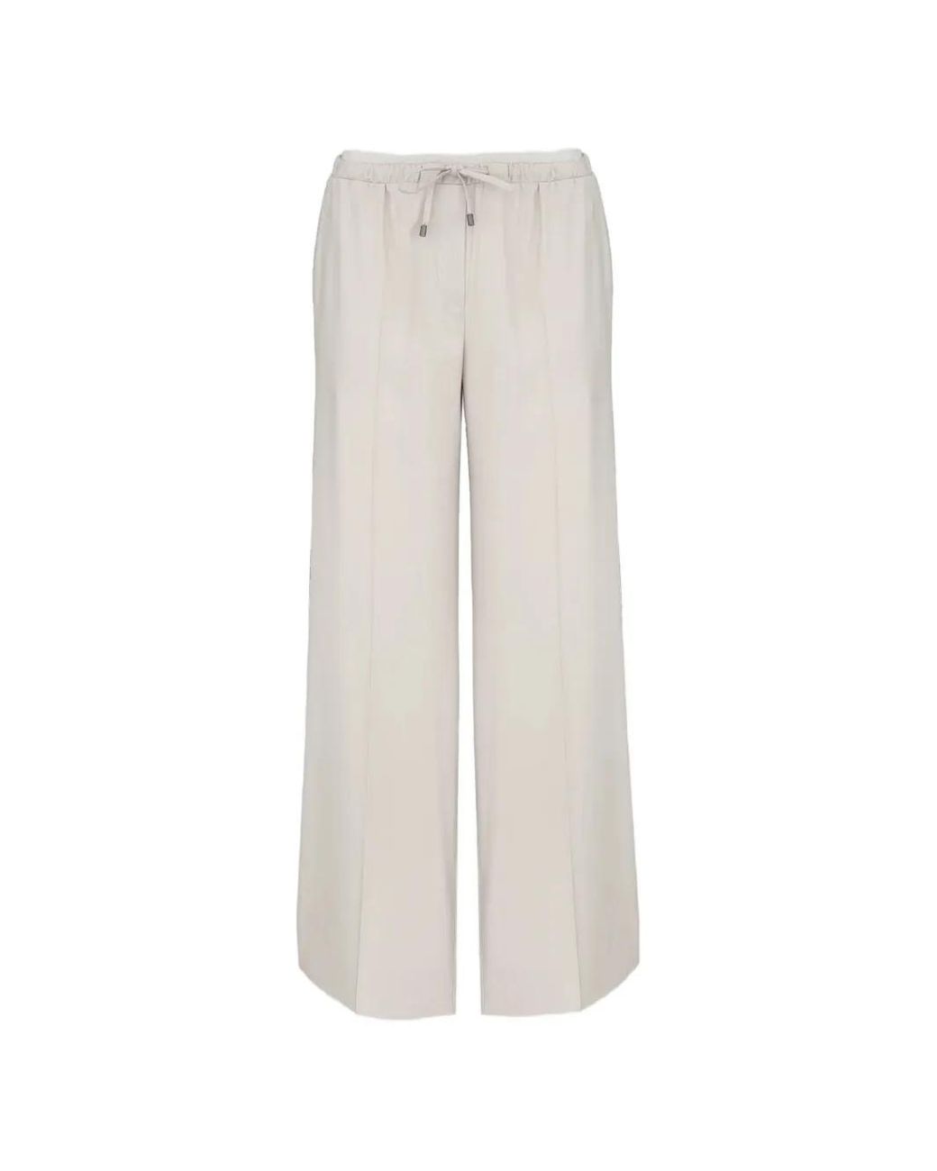 Lorena Antoniazzi White Drawstring-Waist Pressed-Crease Trousers