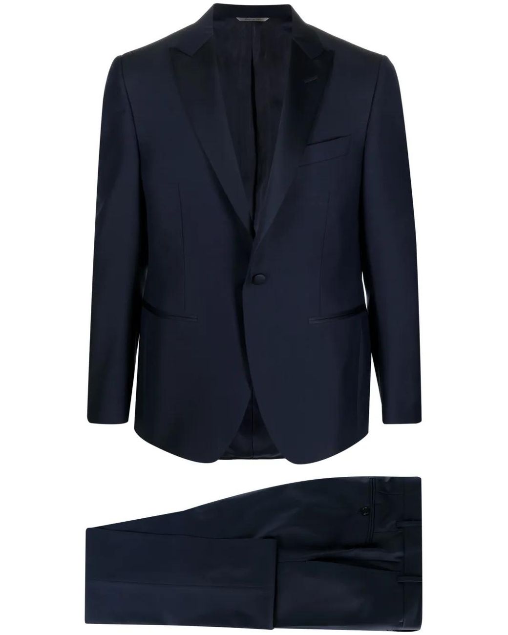 Canali Blue Single-Breasted Wool Dinner Suit for men