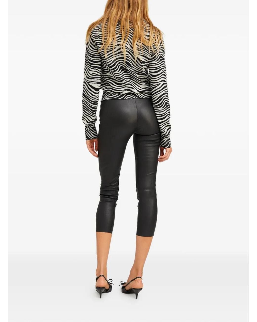 SPRWMN Black Leather Cropped Legging