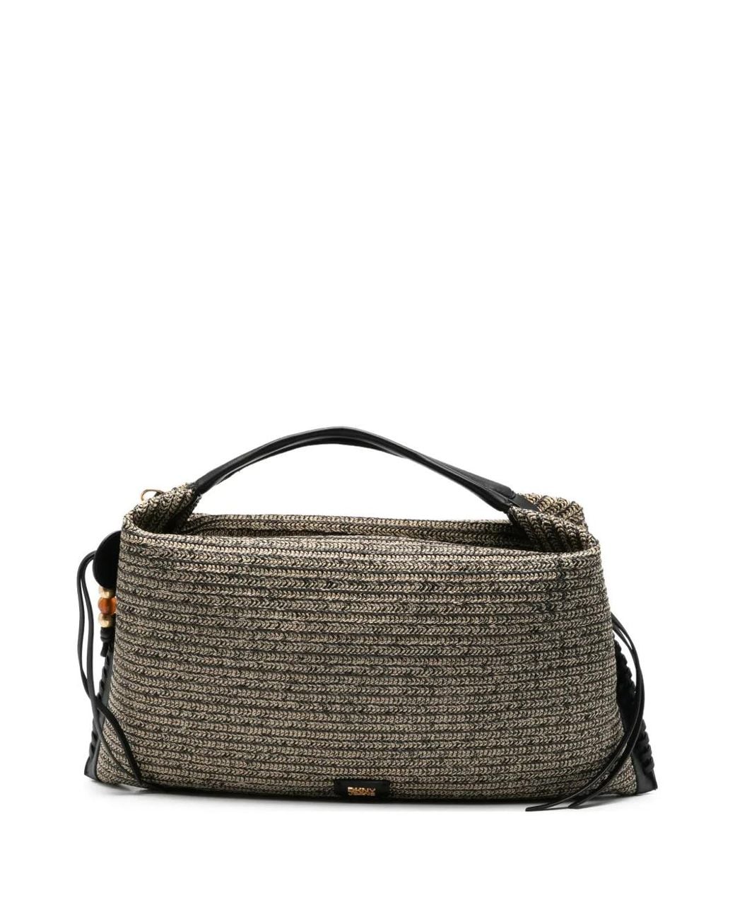 DKNY Black Logo-Detail Woven-Design Toyte Bag