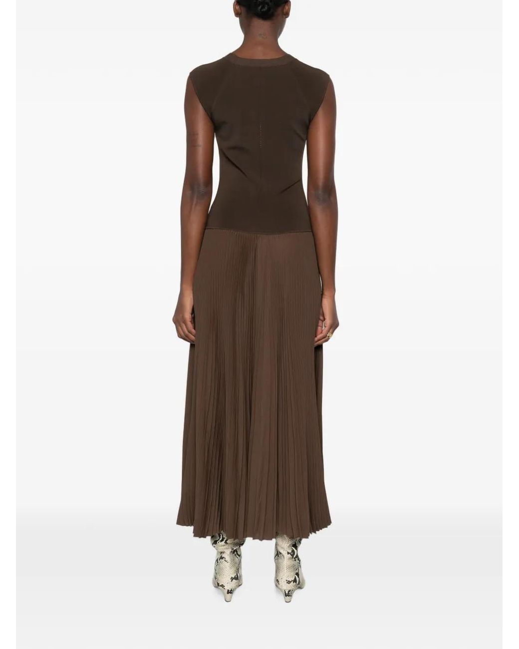 Joseph Brown Nereus Pleated Cutout Maxi Dress
