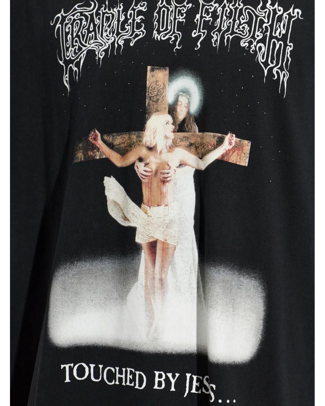 Vetements Black Graphic-Print Oversized T-Shirt for men