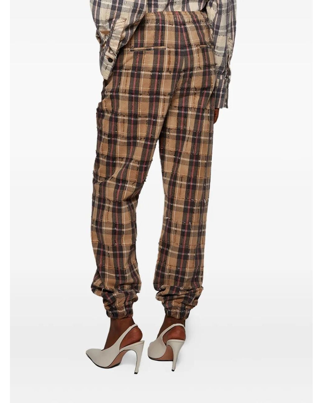 The Attico Brown Plaid Drawstring Long Pant