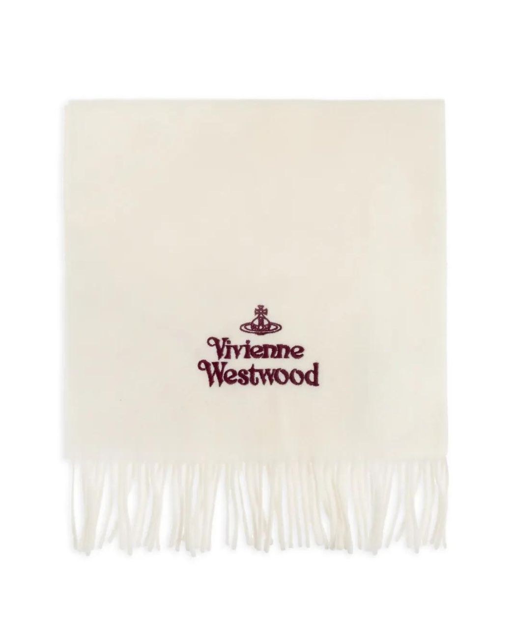 Sciarpa Con Frange E Logo di Vivienne Westwood in White