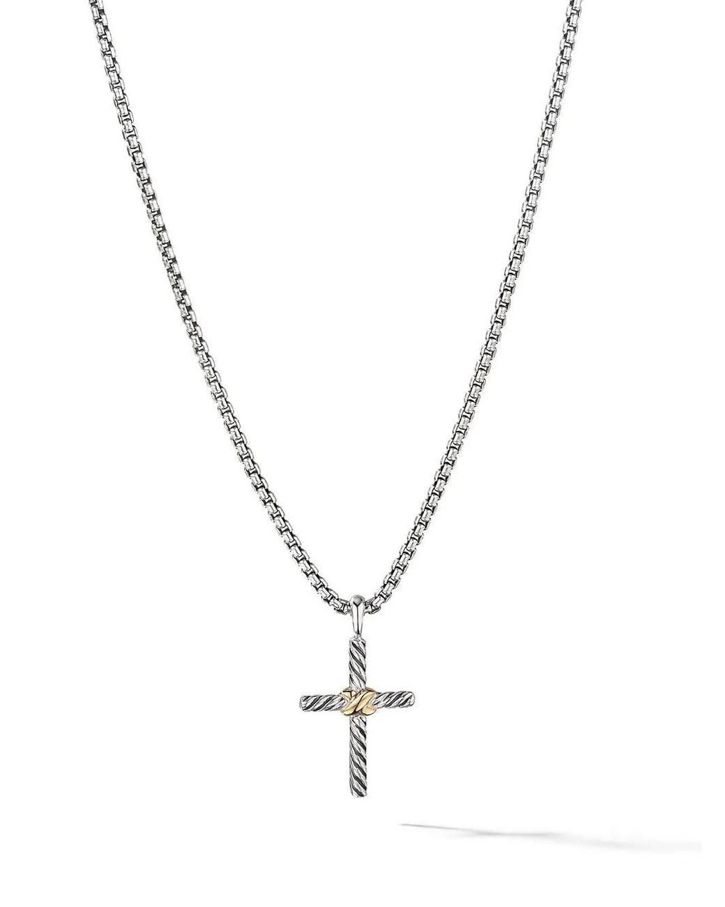 David Yurman Metallic 14Kt And Sterling Petite X Cross Necklace (24Mm)