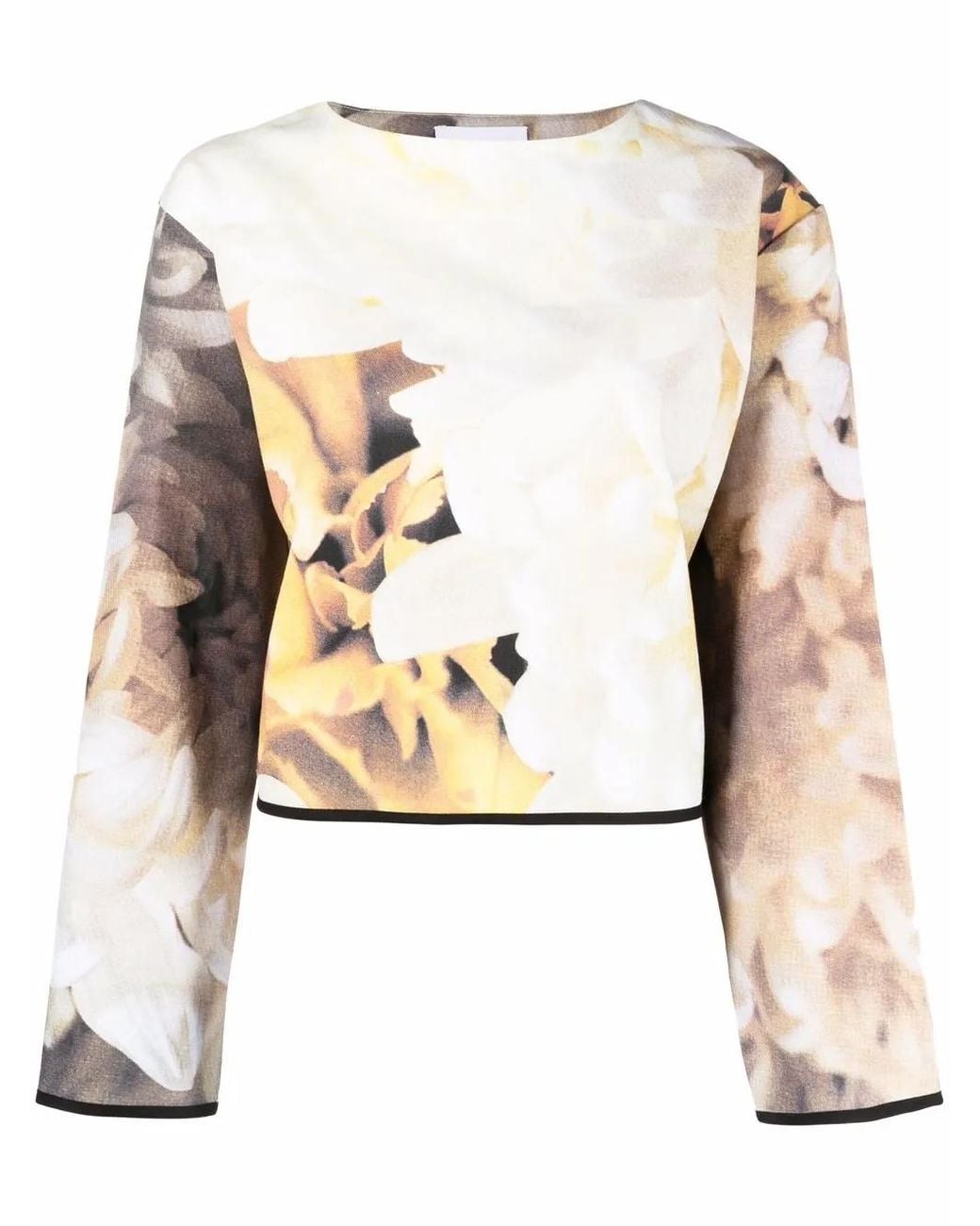 Atu Body Couture Natural Floral-Print Crew Neck Sweatshirt