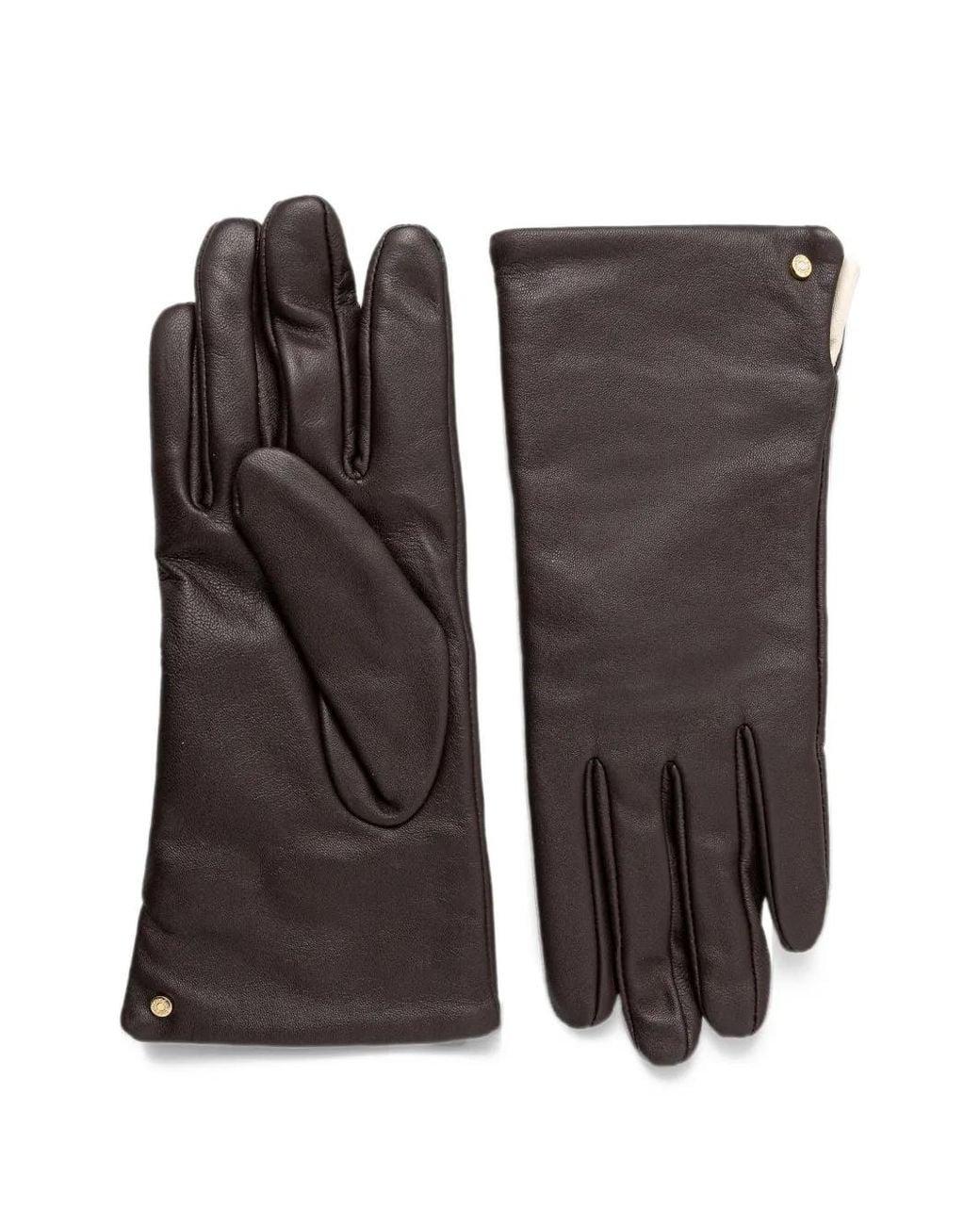 Gianni Chiarini Brown Logo-Plaque Leather Gloves