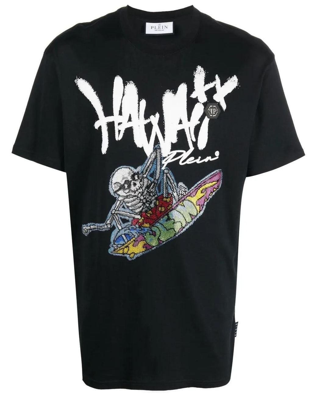 Philipp Plein Black Graphic-Print Short-Sleeved T-Shirt for men