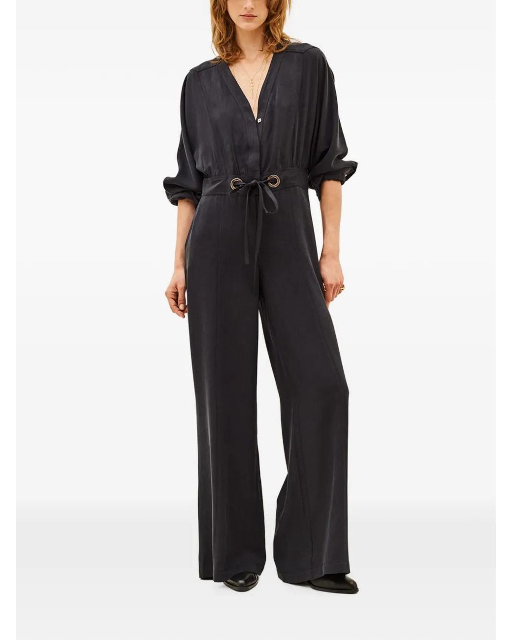 Ba&sh Black Pere Drawstring-Waist Jumpsuit