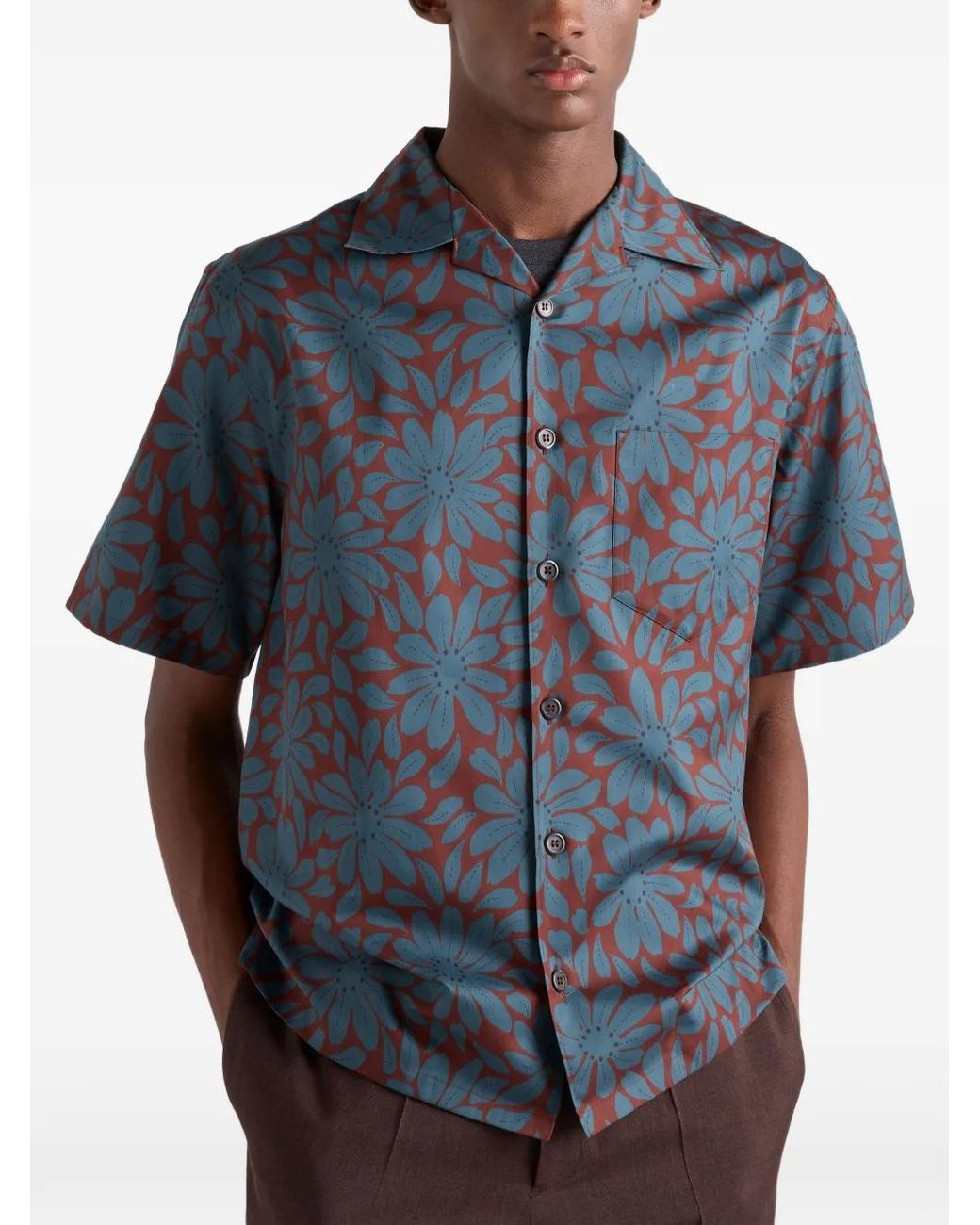 Prada Blue Chemise À Manches Courtes for men
