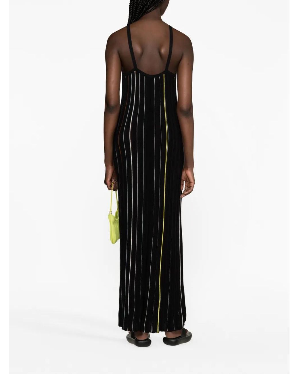 Sonia Rykiel Black Striped Knitted Maxi Dress