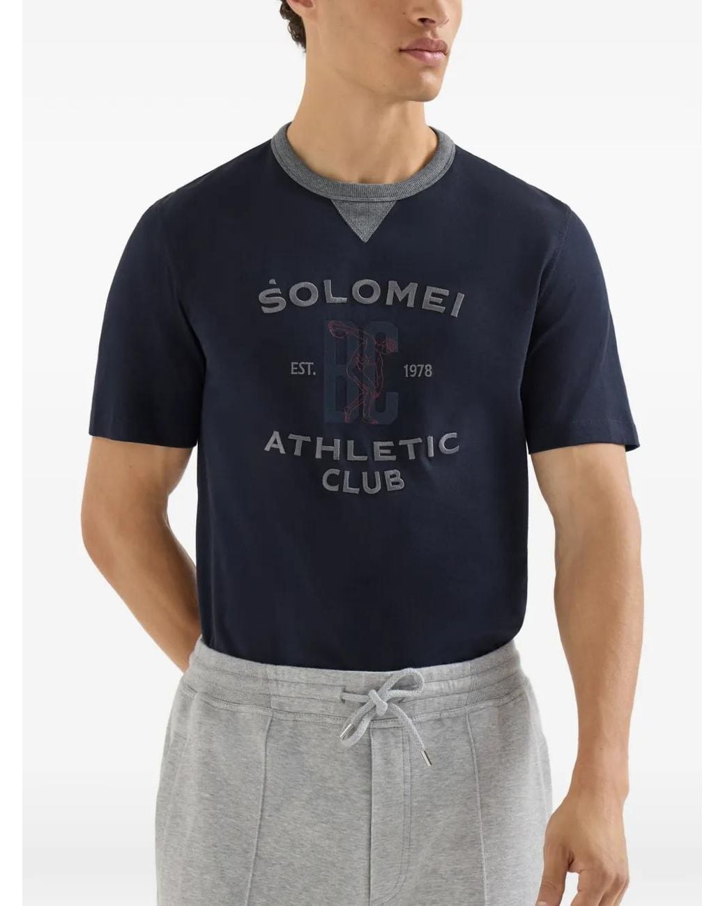 Brunello Cucinelli Blue T-Shirt With Print for men