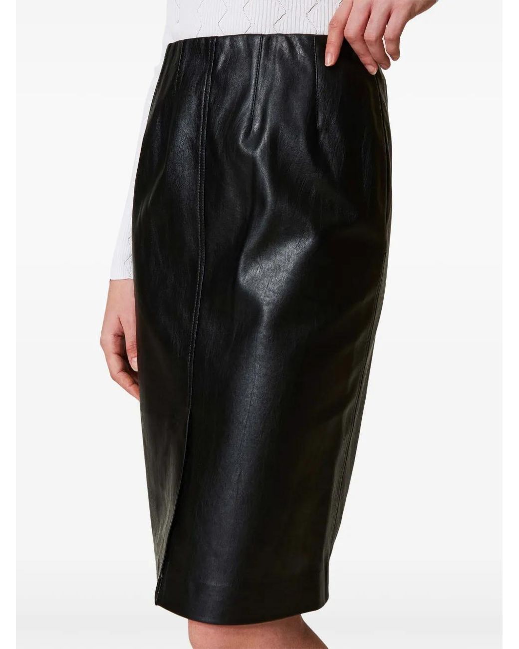 Twinset Black Minijupe En Cuir Artificiel