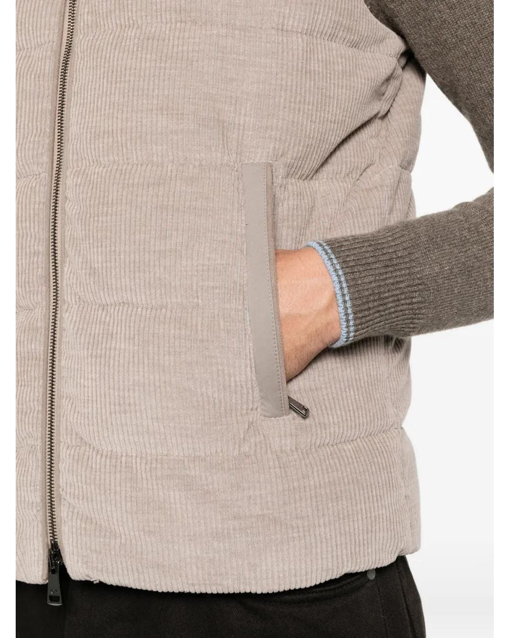 Paul & Shark Gray Quilted Corduroy Gilet for men