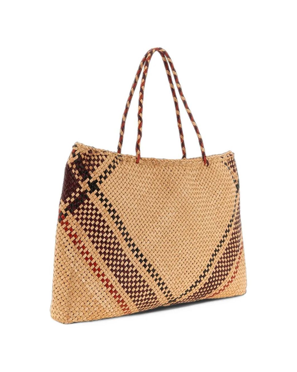 Dragon Diffusion Brown Check-Pattern Tote Bag
