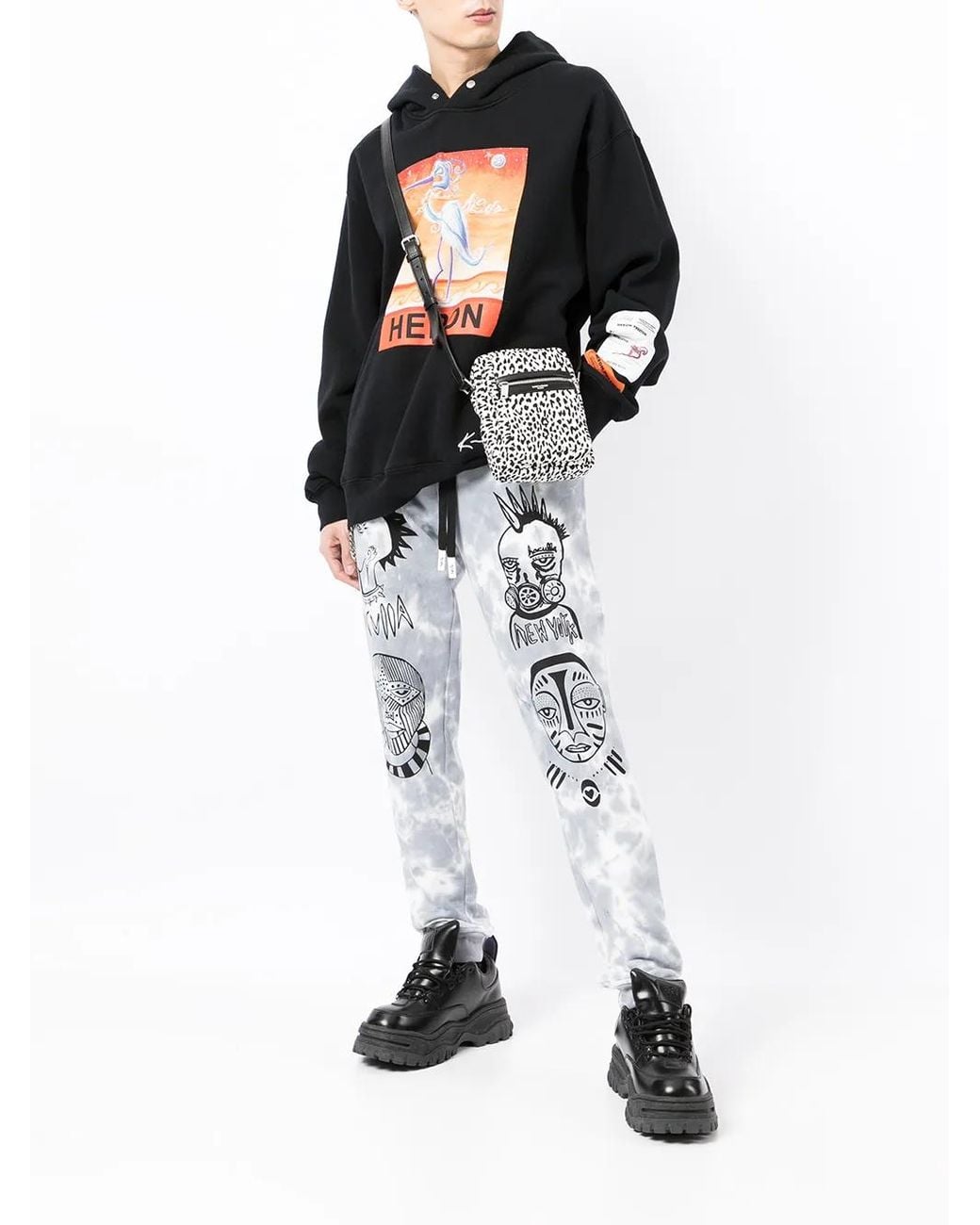 Haculla White Tie Dye-Print Drawstring Track Pants for men