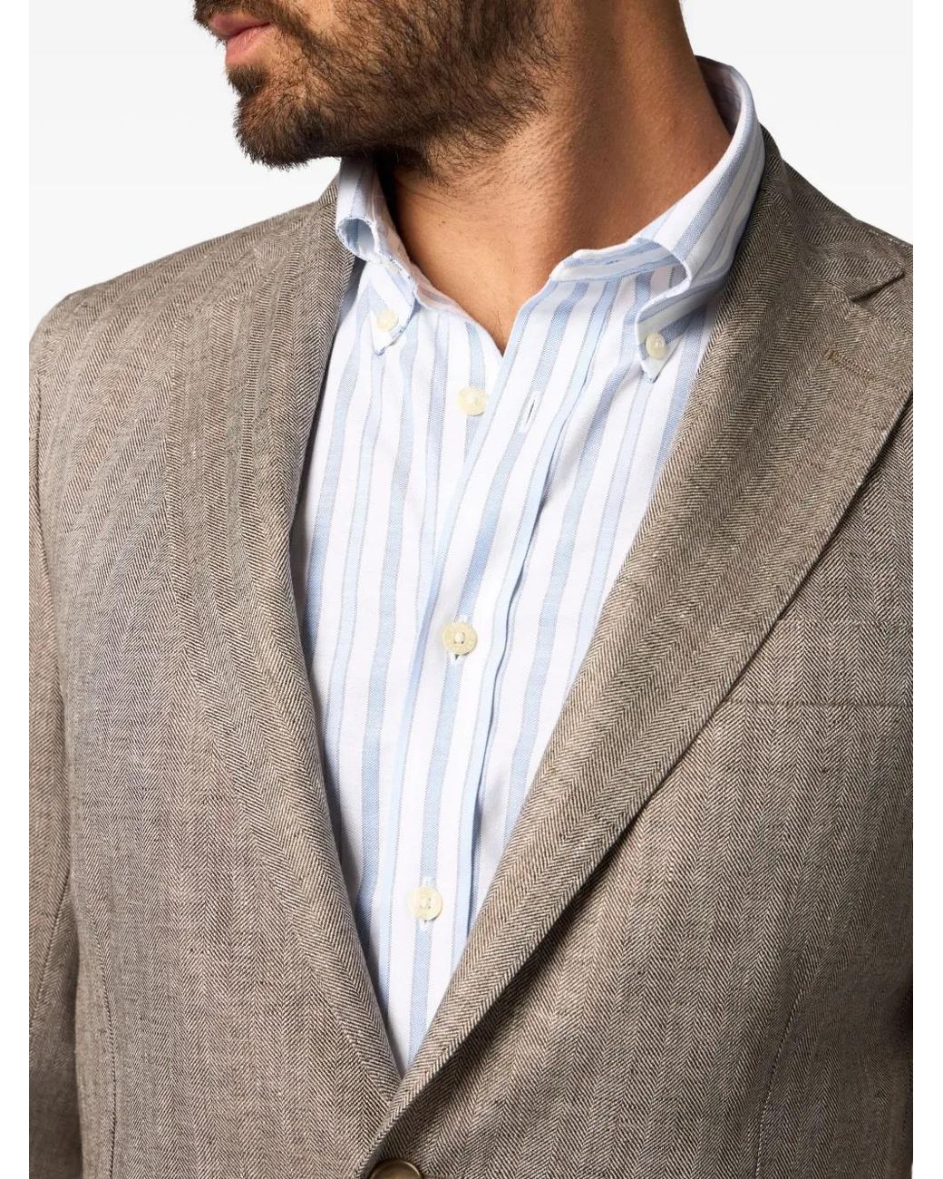 Brooks Brothers Gray Herringbone Linen Blazer for men