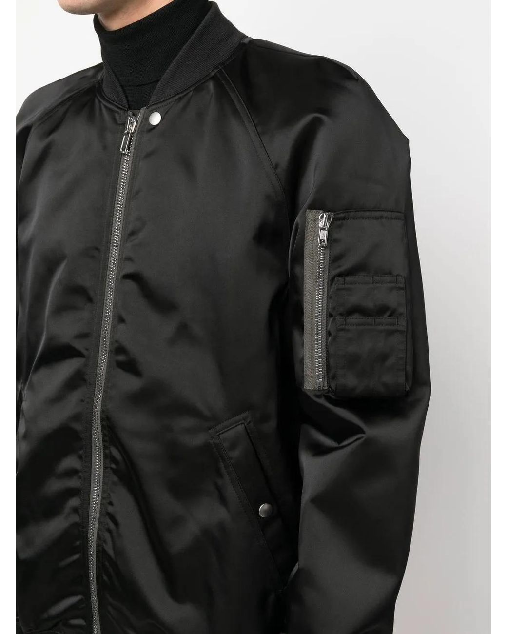 Rick Owens Black Zip-Up Bomber Jacket for men