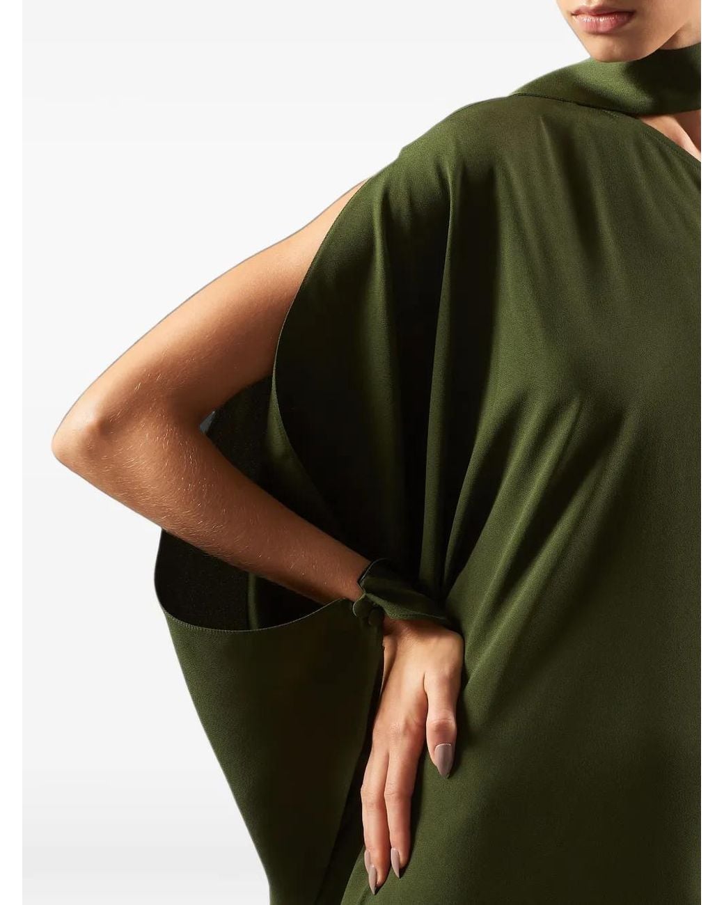 Taller Marmo Green Florinda Asymmetric Maxi Dress