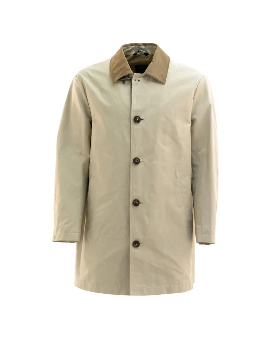 Fay Natural Contrasting-Collar Raincoat for men