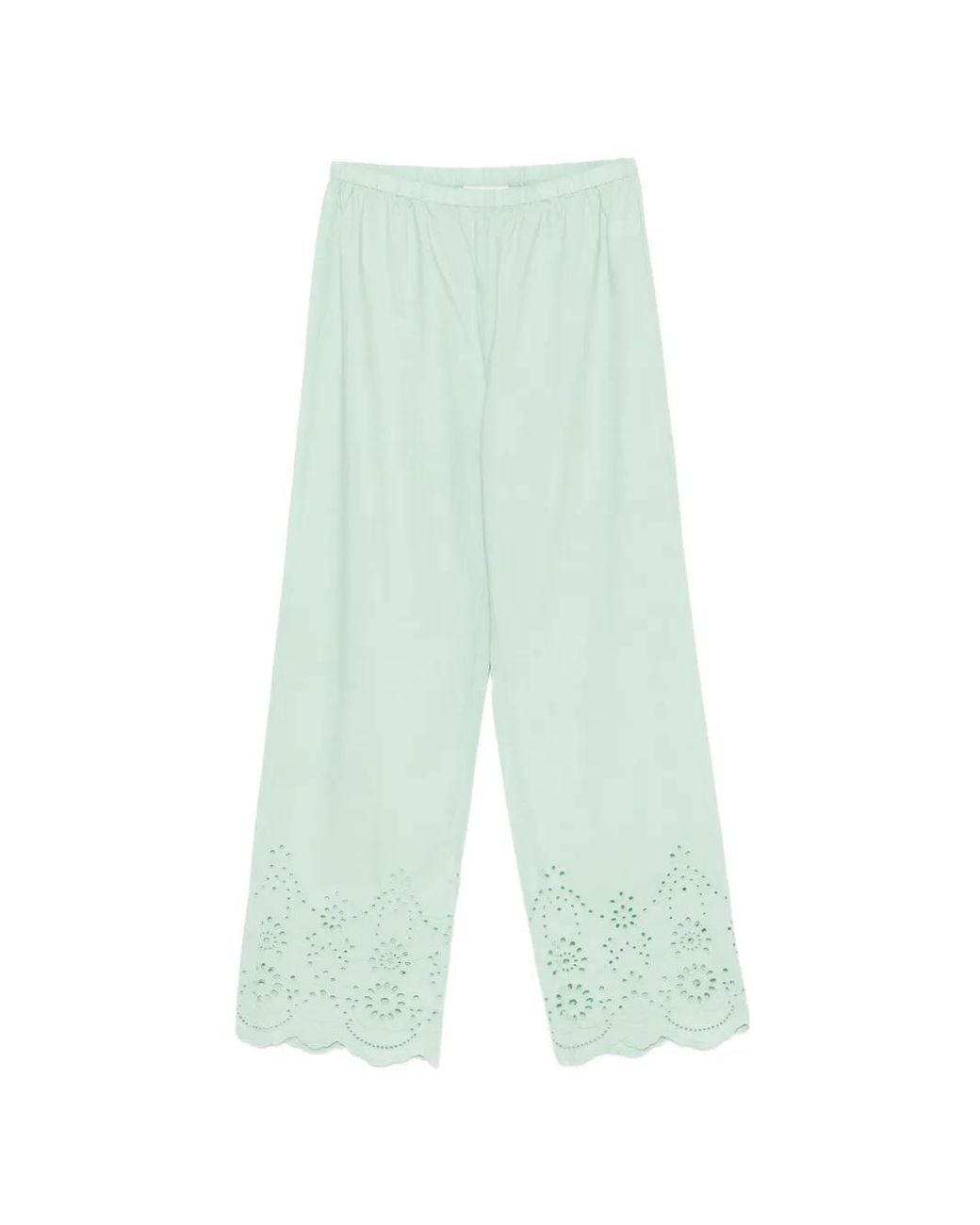 Mc2 Saint Barth Green Inez Broderie Anglaise Trousers