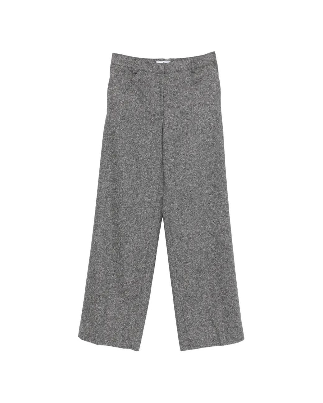 PT Torino Gray Francoise Wide-Leg Trousers
