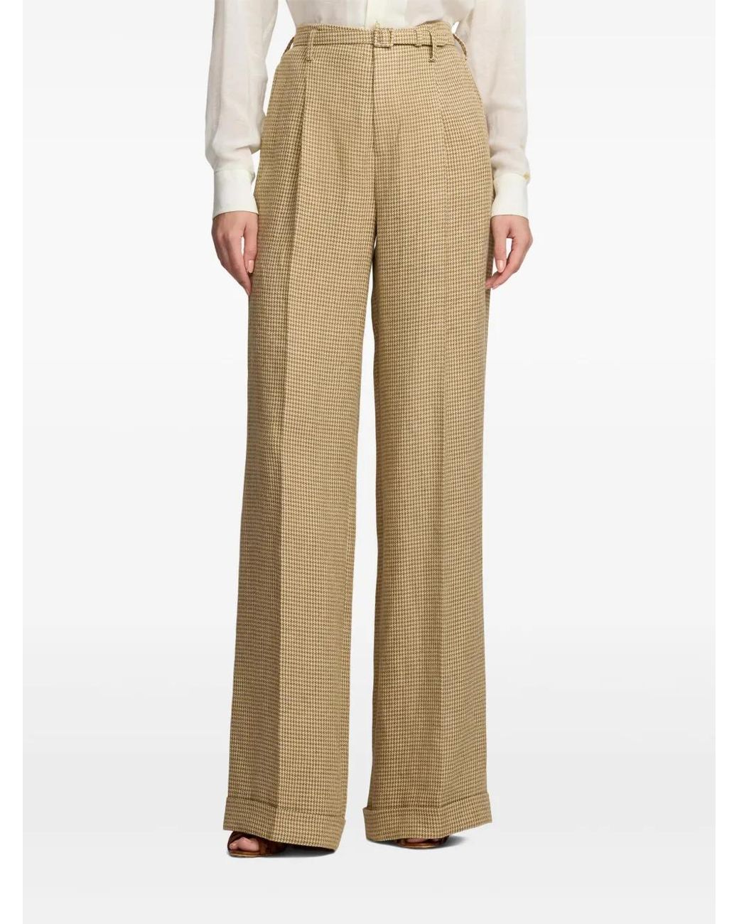 Ralph Lauren Natural Dogtooth-Pattern Trousers