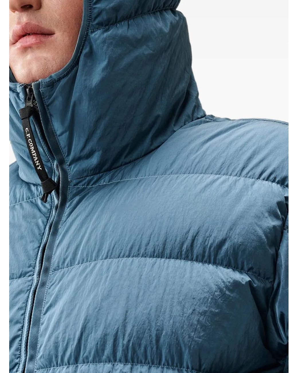 C P Company Blue Chrome-R Goggle Down Jacket for men