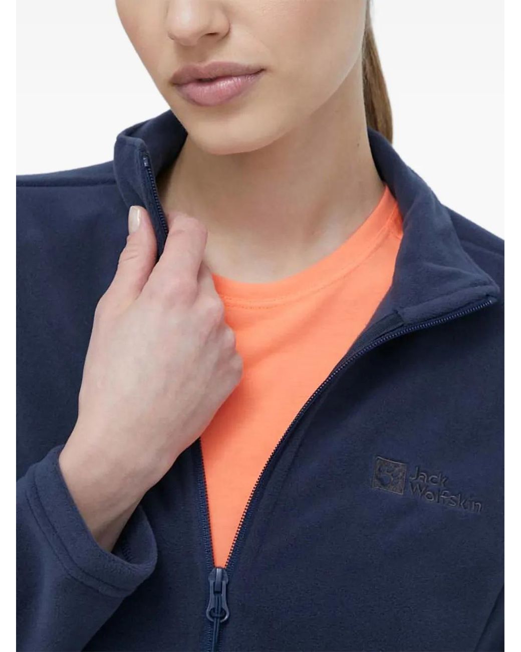 Jack Wolfskin Blue Taunus Fz Zip Logo Fleece Jacket