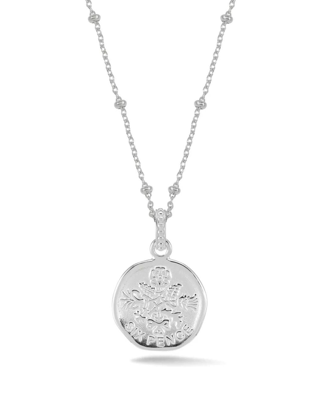 Dower & Hall White Lucky Sixpence Necklace