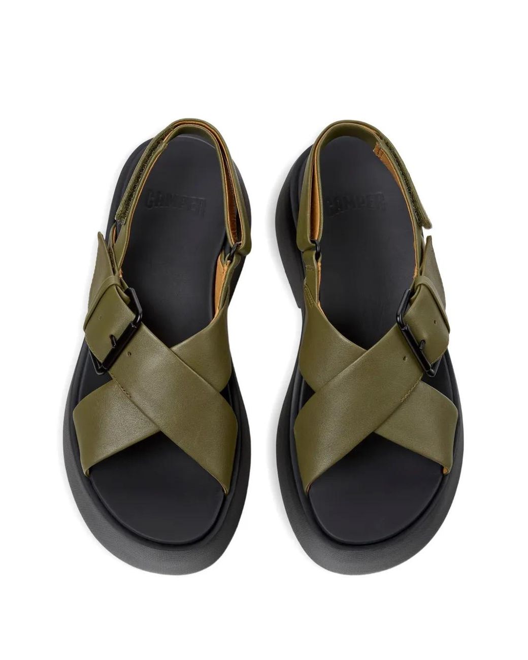 Camper Green Tasha Buckle-Strap Sandals