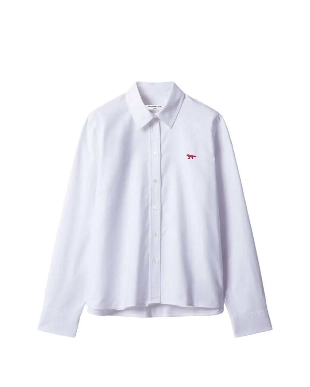 Maison Kitsuné Purple Logo-Patch Cotton Shirt