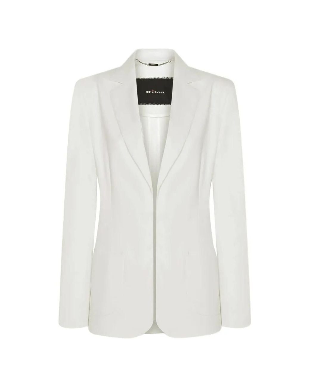 Kiton White Single-Breasted Notch-Lapel Blazer