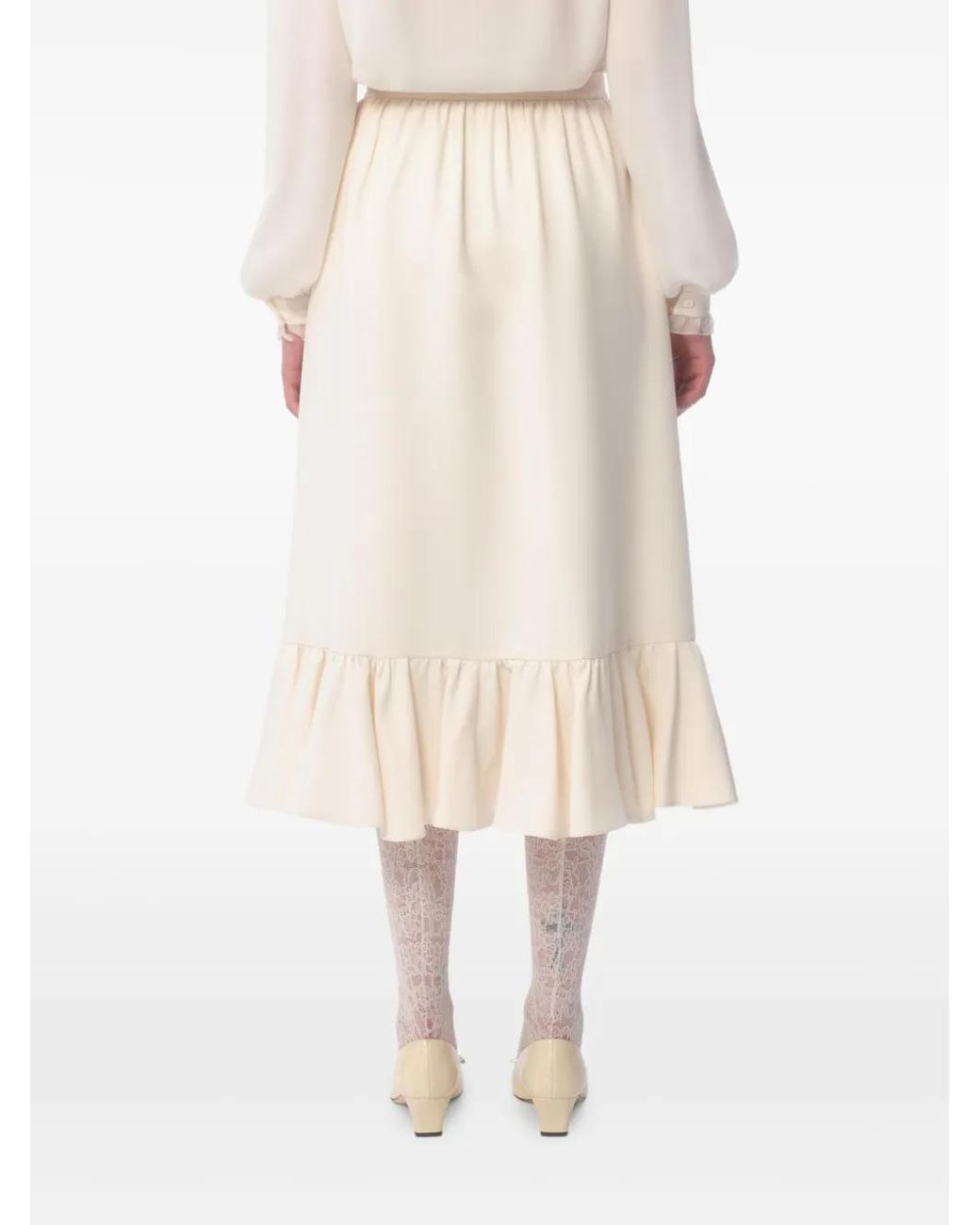 Valentino Garavani White Crepe Midi Skirt