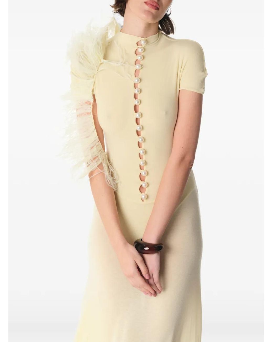MANURI White Mock-Neck Maxi Dress