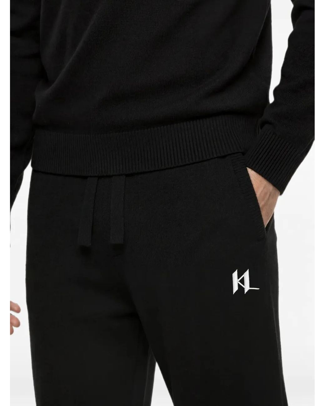 Karl Lagerfeld Black Pantalon De Jogging À Lien De Resserrage for men